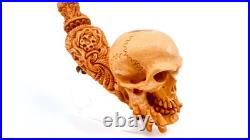 S. Yanik Meerschaum Pipe Large Skull Smoking Pipe, Handmade Tobacco Pipe