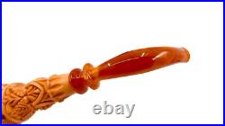 S. Yanik Meerschaum Pipe Large Skull Smoking Pipe, Handmade Tobacco Pipe