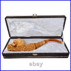 S. Yanik Meerschaum Pipe Large Skull Smoking Pipe, Handmade Tobacco Pipe