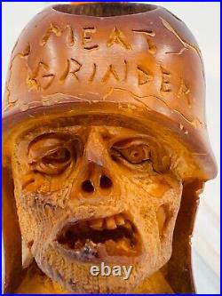 S. Yanik Meerschaum Pipe Meat Grinder Smoking Pipe, Zombie Soldier Tobacco Pipe