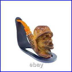 S. Yanik Meerschaum Pipe Meat Grinder Smoking Pipe, Zombie Soldier Tobacco Pipe
