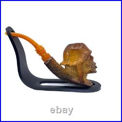 S. Yanik Meerschaum Pipe Meat Grinder Smoking Pipe, Zombie Soldier Tobacco Pipe