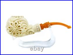 S. Yanik Meerschaum Pipe Ornament Half Bent Apple Smoking Pipe, Tobacco Pipe