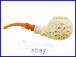 S. Yanik Meerschaum Pipe Ornament Half Bent Apple Smoking Pipe, Tobacco Pipe