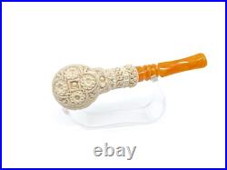 S. Yanik Meerschaum Pipe Ornament Half Bent Apple Smoking Pipe, Tobacco Pipe