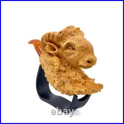 S. Yanik Meerschaum Pipe Ram Smoking Pipe, Handcarved Tobacco Pipe