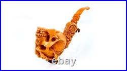 S. Yanik Meerschaum Pipe Reverse Skull Smoking Pipe, Handmade Tobacco Pipe