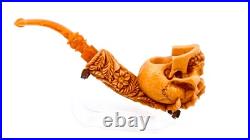 S. Yanik Meerschaum Pipe Reverse Skull Smoking Pipe, Handmade Tobacco Pipe