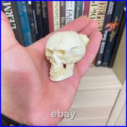 S. Yanik Meerschaum Pipe Skull Smoking Pipe, Handcarved Churchwarden Tobacco Pipe