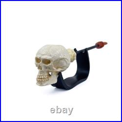 S. Yanik Meerschaum Pipe Skull Smoking Pipe, Handcarved Churchwarden Tobacco Pipe