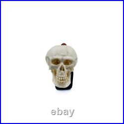S. Yanik Meerschaum Pipe Skull Smoking Pipe, Handcarved Churchwarden Tobacco Pipe
