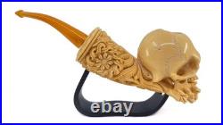 S. Yanik Meerschaum Pipe Skull Smoking Pipe, Handcarved Ornament Tobacco Pipe