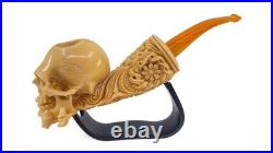 S. Yanik Meerschaum Pipe Skull Smoking Pipe, Handcarved Ornament Tobacco Pipe