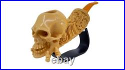 S. Yanik Meerschaum Pipe Skull Smoking Pipe, Handcarved Ornament Tobacco Pipe