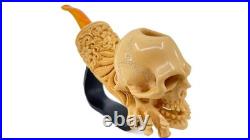 S. Yanik Meerschaum Pipe Skull Smoking Pipe, Handcarved Ornament Tobacco Pipe