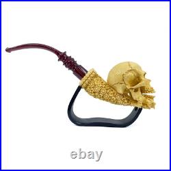 S. Yanik Meerschaum Pipe Skull Smoking Pipe, Handcarved Ornament Tobacco Pipe