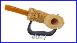 S. Yanik Meerschaum Pipe Skull Smoking Pipe, Handcarved Ornament Tobacco Pipe
