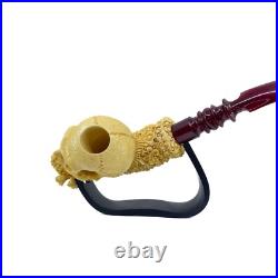 S. Yanik Meerschaum Pipe Skull Smoking Pipe, Handcarved Ornament Tobacco Pipe