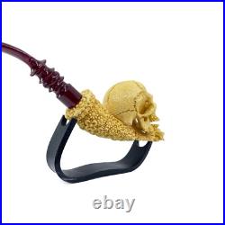 S. Yanik Meerschaum Pipe Skull Smoking Pipe, Handcarved Ornament Tobacco Pipe
