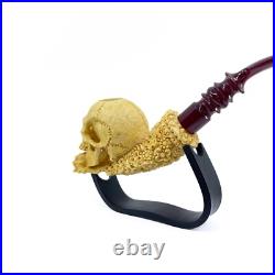 S. Yanik Meerschaum Pipe Skull Smoking Pipe, Handcarved Ornament Tobacco Pipe