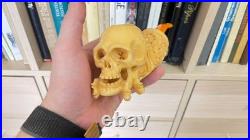 S. Yanik Meerschaum Pipe Skull Smoking Pipe, Handcarved Ornament Tobacco Pipe