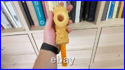 S. Yanik Meerschaum Pipe Skull Smoking Pipe, Handcarved Ornament Tobacco Pipe