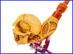 S. Yanik Meerschaum Pipe Skull Smoking Pipe, Handcarved Tobacco Pipe