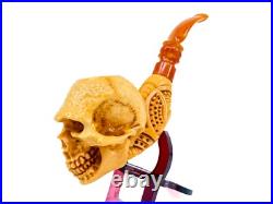S. Yanik Meerschaum Pipe Skull Smoking Pipe, Handcarved Tobacco Pipe