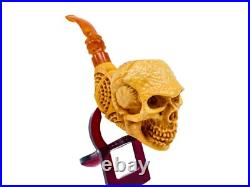 S. Yanik Meerschaum Pipe Skull Smoking Pipe, Handcarved Tobacco Pipe