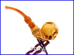 S. Yanik Meerschaum Pipe Skull Smoking Pipe, Handcarved Tobacco Pipe