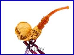 S. Yanik Meerschaum Pipe Skull Smoking Pipe, Handcarved Tobacco Pipe