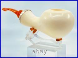 S. Yanik Meerschaum Pipe Smooth Grapefruit Shape Smoking Pipe with Air Hole