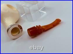 S. Yanik Meerschaum Pipe Smooth Grapefruit Shape Smoking Pipe with Air Hole