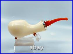 S. Yanik Meerschaum Pipe Smooth Grapefruit Shape Smoking Pipe with Air Hole