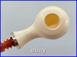 S. Yanik Meerschaum Pipe Smooth Grapefruit Shape Smoking Pipe with Air Hole