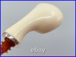 S. Yanik Meerschaum Pipe Smooth Grapefruit Shape Smoking Pipe with Air Hole
