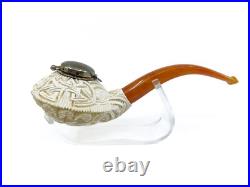 S. Yanik Meerschaum Pipe Tomato Shaped Smoking Pipe with Celtic Ornament and Cap