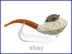 S. Yanik Meerschaum Pipe Tomato Shaped Smoking Pipe with Celtic Ornament and Cap