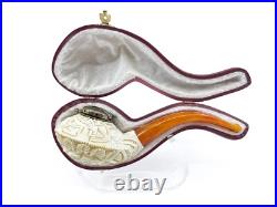 S. Yanik Meerschaum Pipe Tomato Shaped Smoking Pipe with Celtic Ornament and Cap