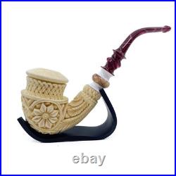 S. Yanik Meerschaum Pipe Unique, Knot Ornament, Floral Tobacco Smoking Pipe
