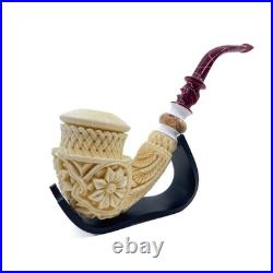 S. Yanik Meerschaum Pipe Unique, Knot Ornament, Floral Tobacco Smoking Pipe