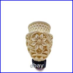 S. Yanik Meerschaum Pipe Unique, Knot Ornament, Floral Tobacco Smoking Pipe