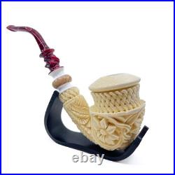 S. Yanik Meerschaum Pipe Unique, Knot Ornament, Floral Tobacco Smoking Pipe