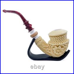 S. Yanik Meerschaum Pipe Unique, Knot Ornament, Floral Tobacco Smoking Pipe