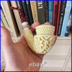 S. Yanik Meerschaum Pipe Unique, Knot Ornament, Floral Tobacco Smoking Pipe