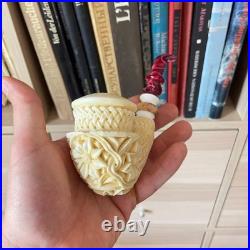 S. Yanik Meerschaum Pipe Unique, Knot Ornament, Floral Tobacco Smoking Pipe