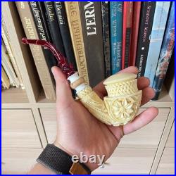 S. Yanik Meerschaum Pipe Unique, Knot Ornament, Floral Tobacco Smoking Pipe