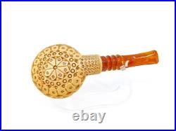 S. Yanik Meerschaum Pipe Volcane Shaped Smoking Pipe, Hand Carved Tobacco Pipe