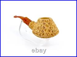S. Yanik Meerschaum Pipe Volcane Shaped Smoking Pipe, Hand Carved Tobacco Pipe