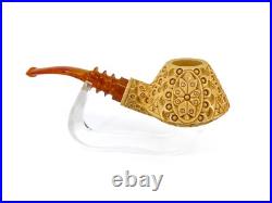 S. Yanik Meerschaum Pipe Volcane Shaped Smoking Pipe, Hand Carved Tobacco Pipe